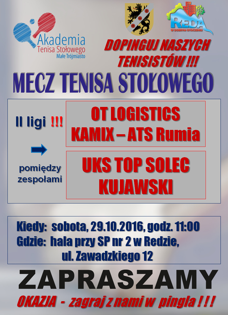 Zapraszamy na mecz tenisa stołowego!