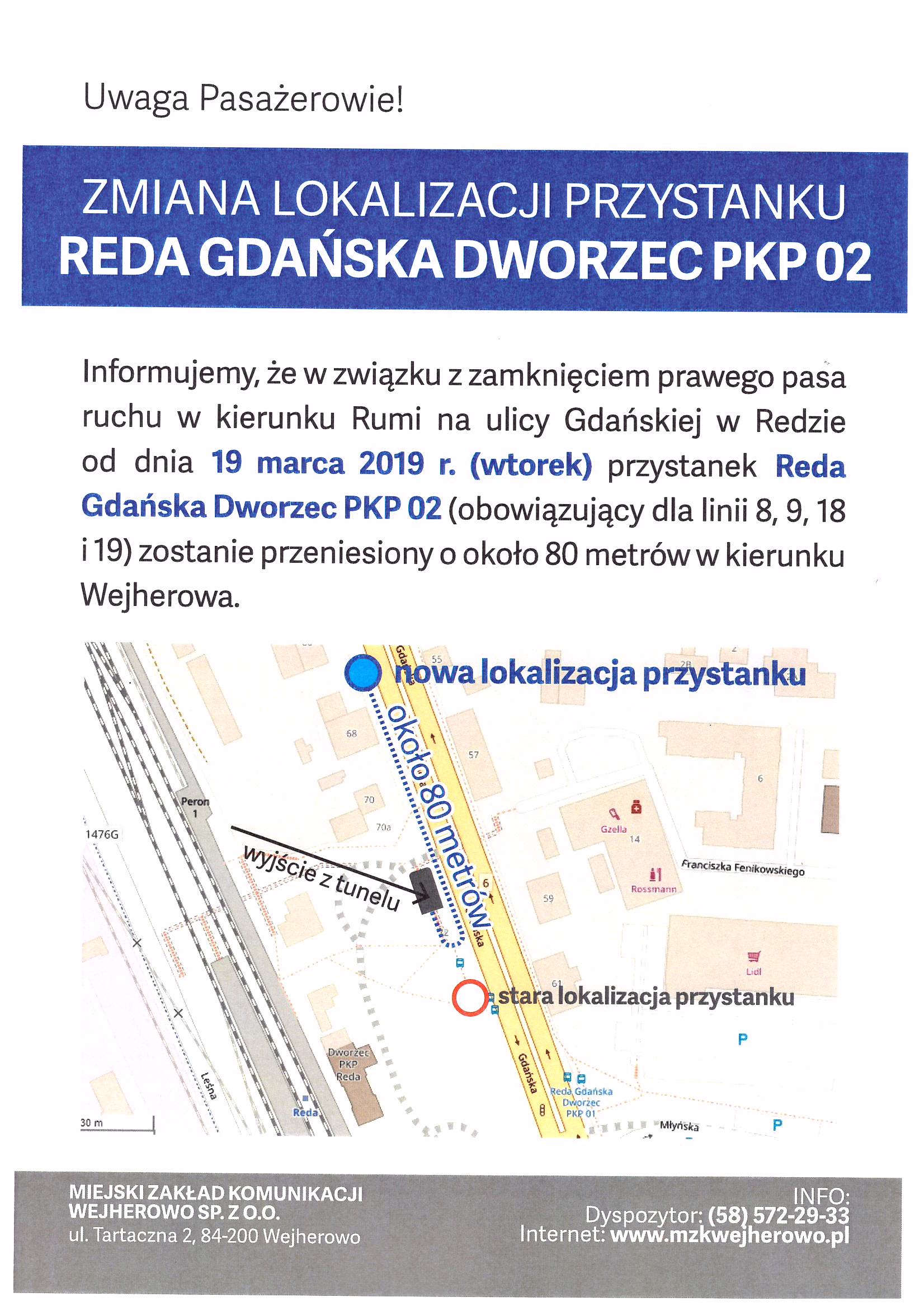 INFORMACJA DLA PASAŻERÓW KOMUNIKACJI MIEJSKIEJ