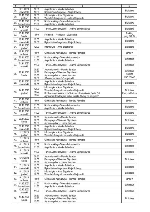 Plan Zajęć Utw 2023 2024 Październik Styczeń 2